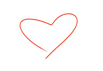 Poster - Simple and Elegant Red Heart Shape Outline Symbol of Love on transparent background