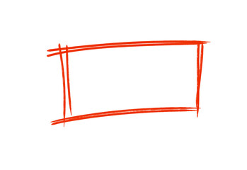 Poster - Energetic rectangle highlighting drawn freehand in vibrant red marker, useful design element on transparent background