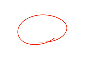 Poster - Hand drawn simple red oval shape element design icon on transparent background