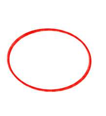 Poster - Sketchy red oval drawing with rough edges, perfect graphic element, painted look illustration on transparent background
