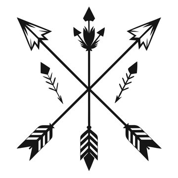 Boho Arrows Set vector clean black silhouette design white background