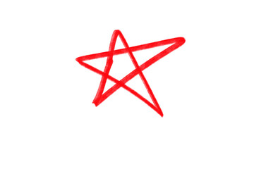 Poster - Handcrafted vibrant star doodle with energetic lines and textured strokes, drawn in red, displayed on transparent background