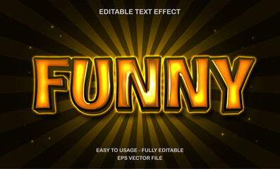 Poster - Funny text, bold cartoon editable text effect with shiny orange-gold gradient