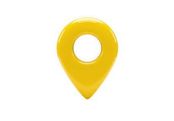 Poster - A bright yellow location pin icon on a clean transparent background for mapping and navigation