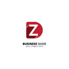 Poster - Modern DZ Letter Logo. Minimalist Tech Branding Symbol with Interlocking Letters.