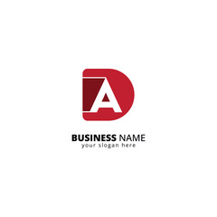Poster - Modern DA Letter Logo. Minimalist Tech Branding Symbol with Interlocking Letters.