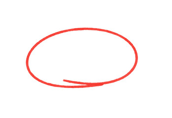Poster - Simple red hand drawn oval shape sketch with rough edges on transparent background