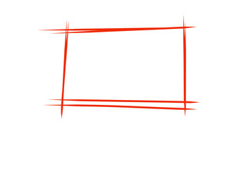 Poster - Simple red rectangle frame with jagged edges for emphasis on graphics and text, on transparent background