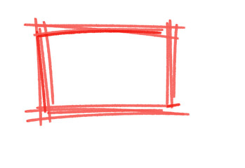 Poster - Hand-drawn red rectangular frame with overlapping lines, perfect for highlighting text and images on transparent background