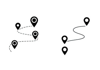 Poster - Two map routes with pointer icons on a transparent background illustrating navigation and travel