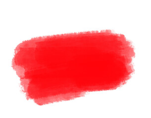 Poster - Bright vibrant red watercolor paint stroke with blurred edges creating artistic expression on transparent background