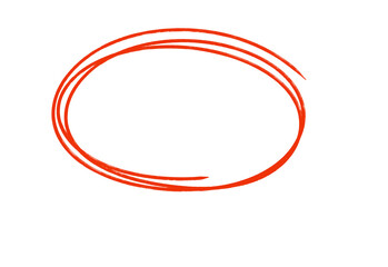 Poster - Red sketched circle with rough brush strokes, imperfect shape, design element on transparent background