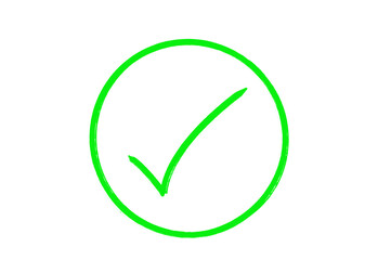 Poster - Green check mark within a circle, hand drawn style on transparent background