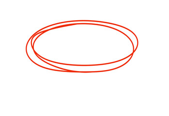 Poster - Dynamic red ellipse shape illustrated with three overlapping circles, abstract artistic element on transparent background