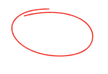Poster - Bright red oval shape, drawn with simple lines, creating a focus area on transparent background