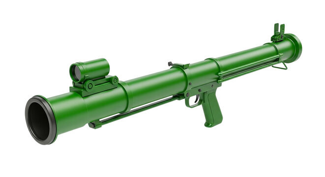 Green military rocket launcher weapon icon rendered in 3D isolated for war army combat battle tool and defense concept used in gaming or strategy
