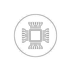 Poster - Computer Microchip Illustration Minimalist Design Circuit Board Technology Integrated Circuit Symbol Artificial Intelligence