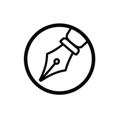 Poster - Fountain Pen Nib Icon in a Black Circle Symbol of Writing or Creating