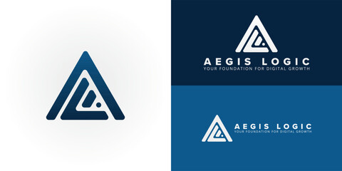 Poster - Modern letter AL logo for Software Development or SaaS Company. Features a strong triangular form, symbolizing innovation, growth, and precision for cutting-edge digital solutions.