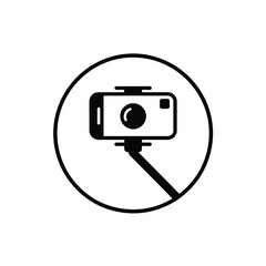 Poster - Simple and Modern Icon of a Smartphone Camera on a Selfie Stick inside a Circle