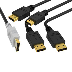 isolated white usb flash drive and black and white usb cables isolated on white background.