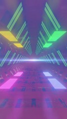 Poster - Animation of vibrant flickering neon tunnel background