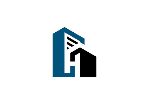 logo illustration vector icon letter H building