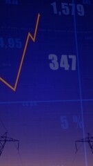 Poster - Stock market data animation over power lines and electrical grid