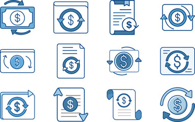 Poster - Financial symbols representing money transfer, transaction, and investment concepts for businesses and commerce
