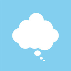 Poster - A chat window for comments on messages on a blue background. A speech bubble, a cartoon cloud. Vector illustration.