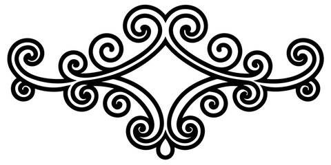 Poster - Elegant ornamental scrollwork silhouette adds classic decorative flourish to any design project vector black