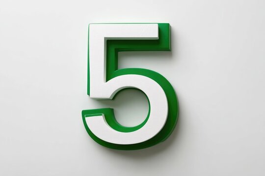 3D rendered green and white number five