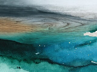 Poster - A wooden plank adorned with streaks of blue and green paint