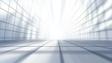 Poster - Abstract architectural space with grid pattern and bright light source