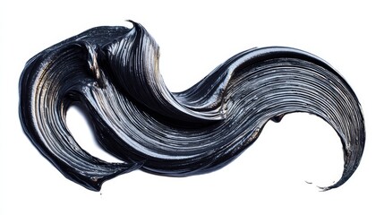 Poster - The image of a dark black paint smear on a white background is captured in high resolution, emphasizing texture and detail suitable for artistic applications and projects