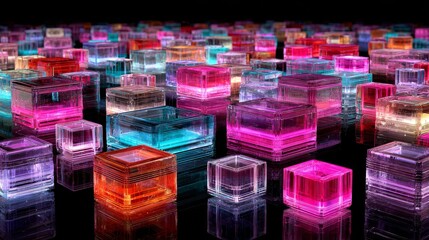 Fototapete - Geometric shapes in vibrant colors form an abstract that is stunning and captivating to the viewer