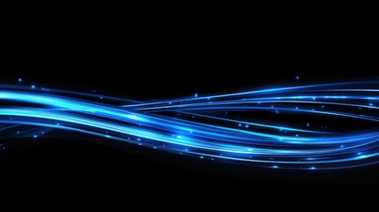 Aufkleber - Abstract Blue Light Trails on Black Background for Futuristic Design