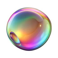 Wall Mural - 3d iridescent soap bubble isolated on transparent background
