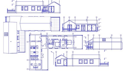 Poster - house architectural project sketch 3d illustration	
