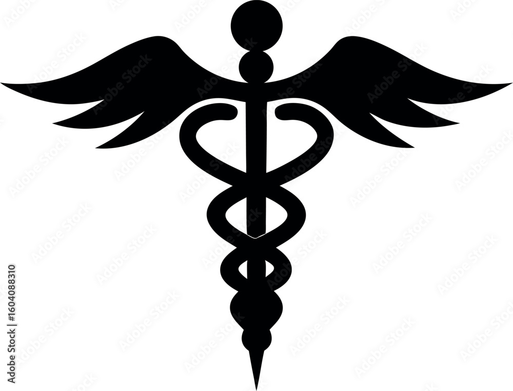 caduceus silhouette vector, caduceus medical black symbol Stock Vector ...