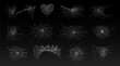 © Konstantin - Halloween old spooky cobweb with various sizes and shapes. Old spider web set vector illustration dark gothic decoration for holidays. Corner spider net insect thread cobweb scary frames.