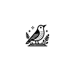 Poster - A simple bird illustration with floral accents