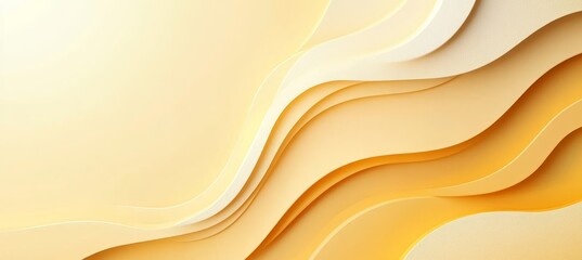 Poster - Gentle Wave Patterns in Pastel Buttercup Yellow, Soft Minimalist Textured Canvas Background Design