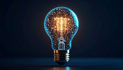 Aufkleber - Digital light bulb innovation concept technology ai artificial intelligence design