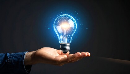 Aufkleber - Lightbulb innovation concept hand holding glowing idea technology inspiration design
