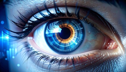 Aufkleber - Futuristic eye technology vision science human eye cyber eye digital eye concept