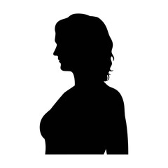 Leinwandbilder - Woman silhouette portrait profile vector illustration black and white graphic design art image
