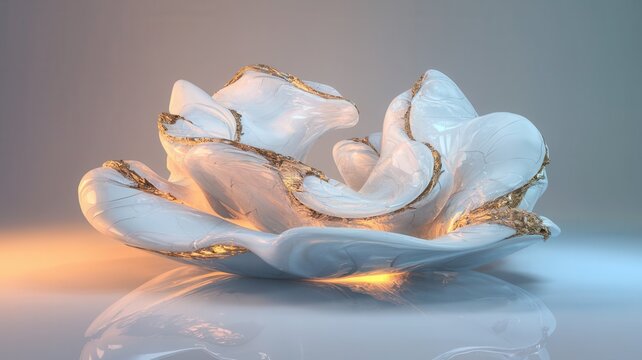 Abstract Sculpture with Gold Accents and Polished Surface Creating Elegant Visuals