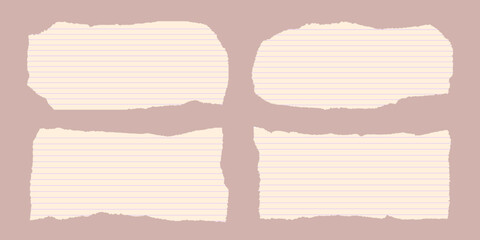 Fototapete - Set of ripped lined paper, note jagged, torn paper frames vector illustration