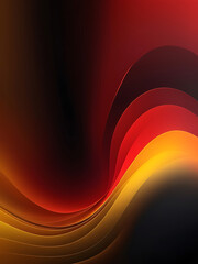 Poster - Elegant Red and Gold Abstract Wave, Luminous Light on Dark Background, ai